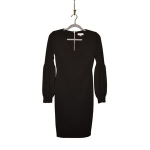 CALVIN KLEIN $149 Stretch Crepe V-Neck Sheath Dress Blouson Sleeves Size 2